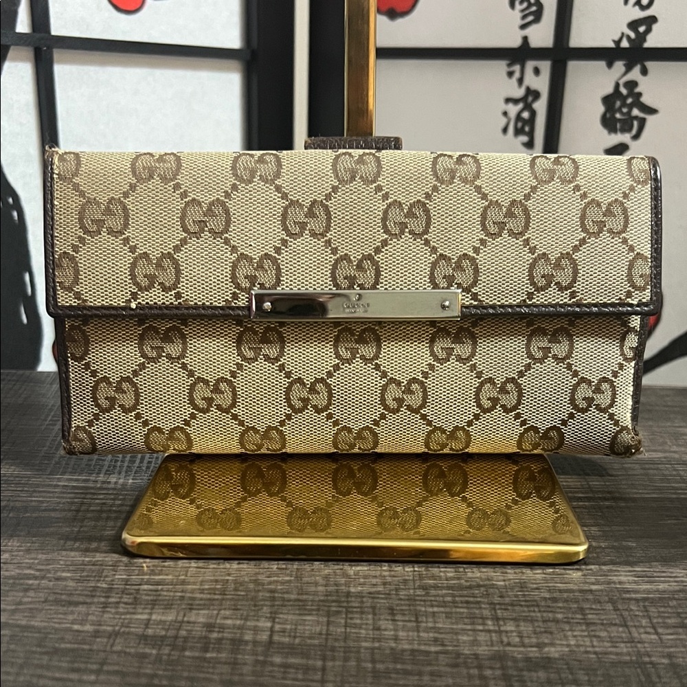 ⭐️Gucci Beige and Brown Monogram Wallet - Picture 1 of 14
